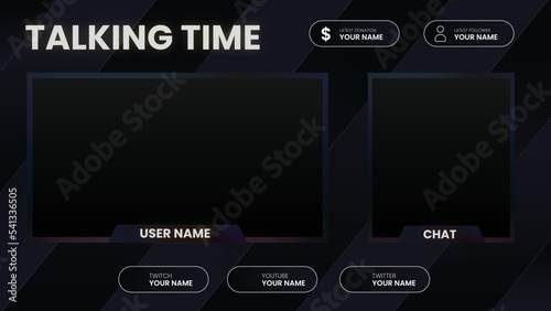 Talking time stream overlay facecam and chatbox black theme