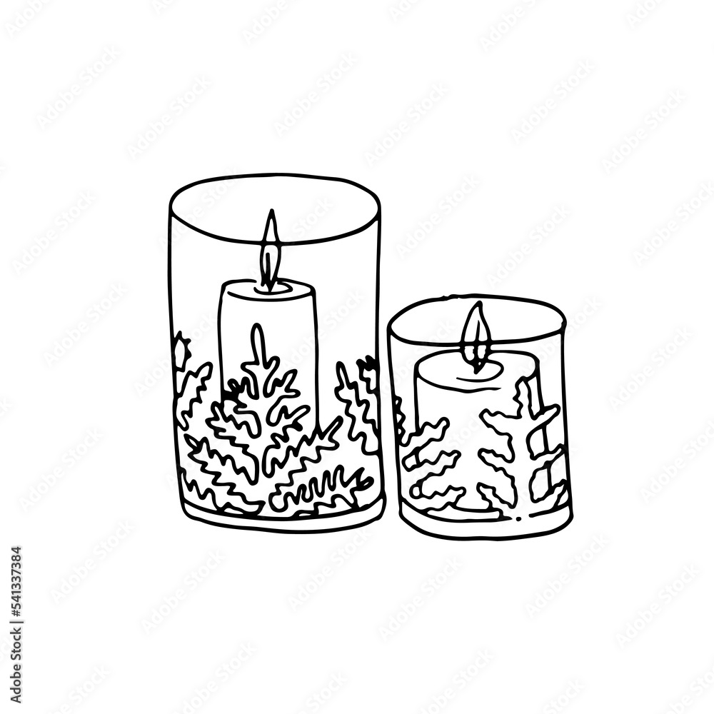 Christmas lantern with candles. Doodle vector illustration Christmas lantern with candles. Doodle vector illustration