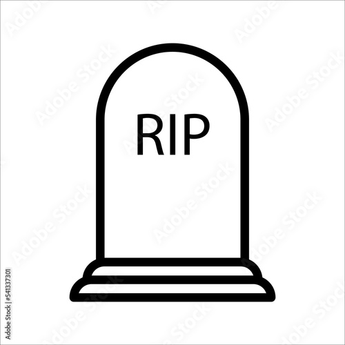 Tombstone icon, Tombstone linear style sign for mobile concept and web design, Halloween tombstone outline vector icon, Symbol, logo illustration, Vector graphics, on white background.