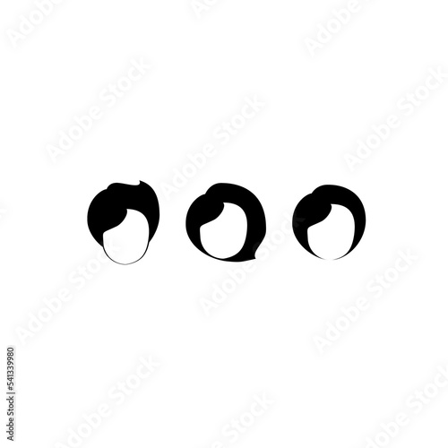 women head hairstyle logo black silhouette isolated on white background. illustration.