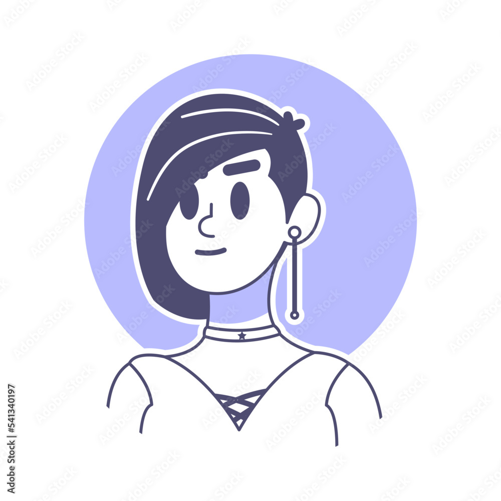 Isolated short hair woman draw vector illustration Isolated short hair woman draw vector illustration