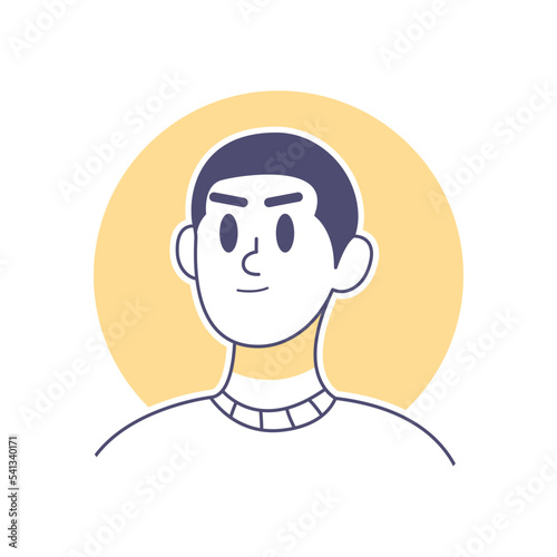 Isolated brunette man draw vector illustration