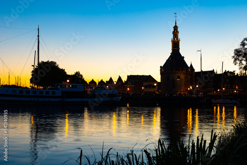 Hoofdtoren or Main Tower in town of Hoorn in the evening light. Netherlands
