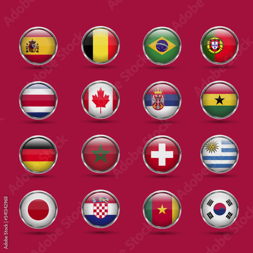 Set of country flag on world football championship