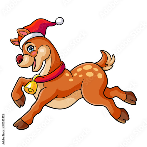 Cartoon Christmas reindeer running happily