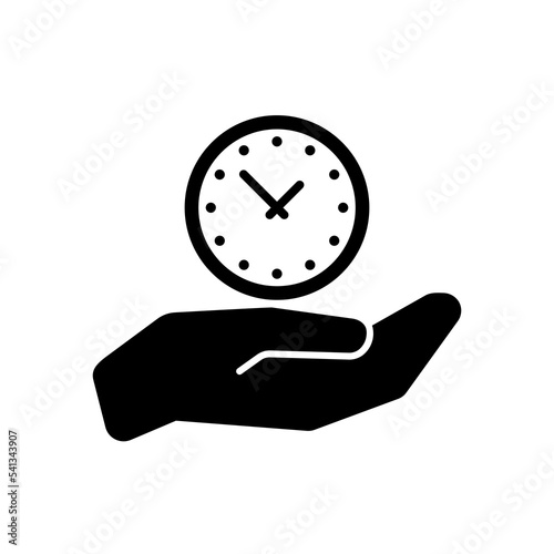 time icon, hand holding clock, isolated vector
