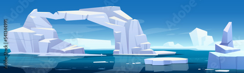 Foto Arctic landscape with melting iceberg and glaciers
