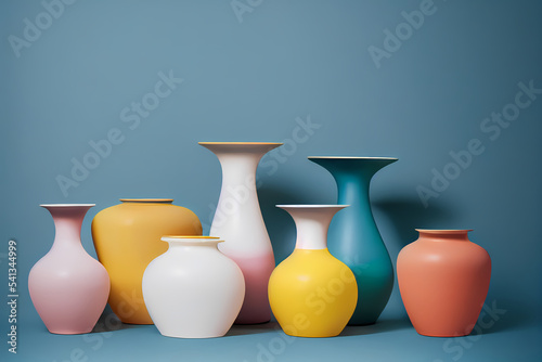 peaceful vases,static object, low saturation still life photo photo, crock pot, porcelain vase, neutral color matching, interior decoration, home decoration painting material background photo