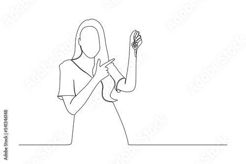 continuous line drawing of portrait beautiful young asian woman smiles with car key