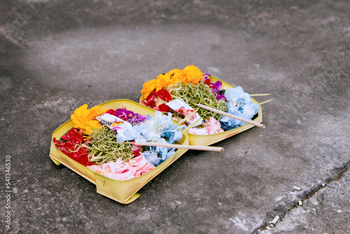 canang, the Hindu offering in Bali photo
