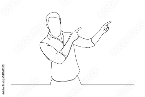 Continuous line drawing of portrait of a joyful young man in white shirt
