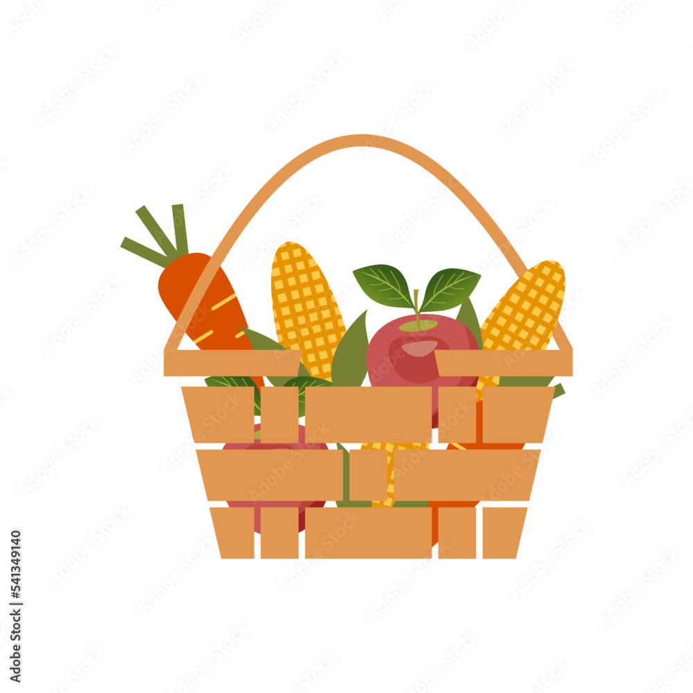 Basket with fruits and vegetables Basket with fruits and vegetables