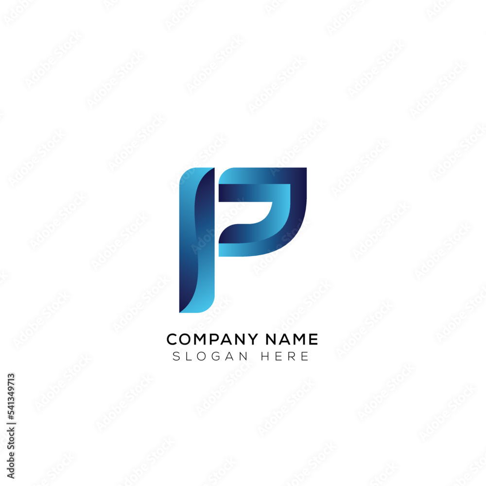Gradient minimal letter p logo design