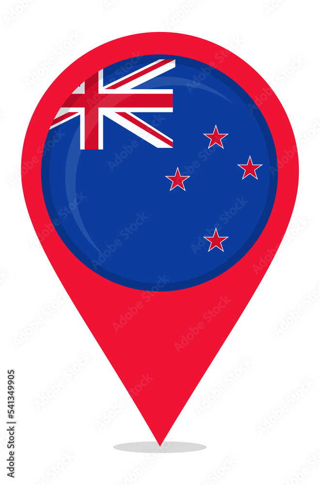 Map pin icons of New Zealand's national flags