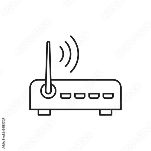 Wifi modem icon design. Internet service wireless router / modem with wifi signal. isolated on white background. vector illustration