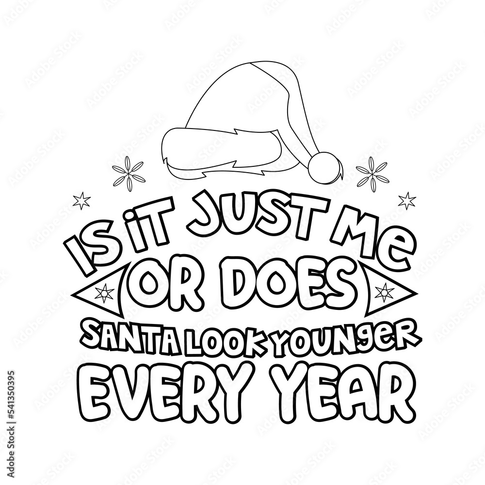 Merry Christmas Coloring page. Christmas line art coloring page design