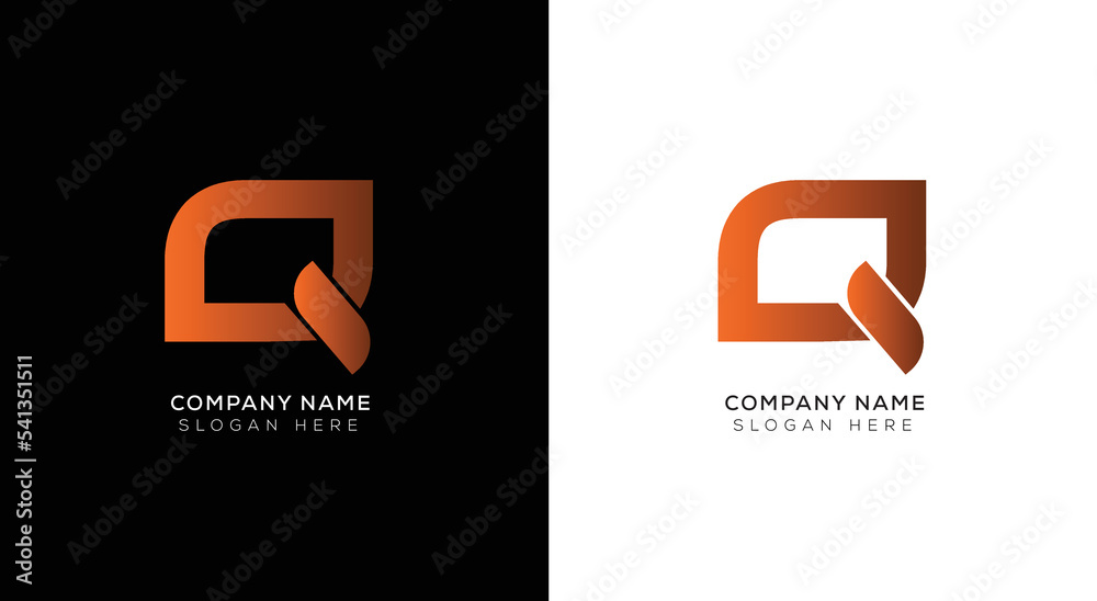 Abstract letter Q 3d logo template with black and white background Abstract letter Q 3d logo template with black and white background