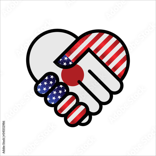 United States of America and Japan relations Handshake illustration icon. Suitable use to Ameican Japan event  photo