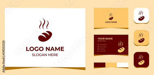 Template Logo Creative Bread with smoke, Italian bread, logo bakery concept. Creative Template with color pallet, visual branding, business card and icon.