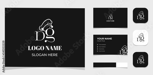 Template Logo Creative Initial Letter D and G or G and D with chef hat shape concept. Creative Template with color pallet, visual branding, business card and icon.