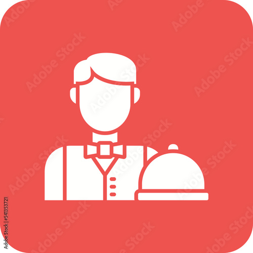 Waiter Multicolor Round Corner Glyph Inverted Icon