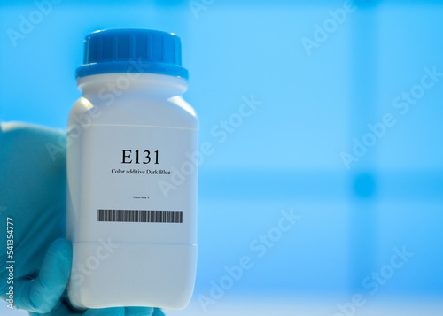 Packaging with nutritional supplements E131 Color additive Dark blue photo