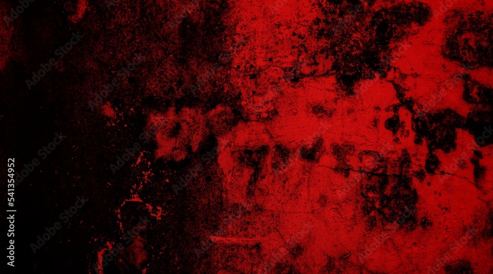 old cracked wall background with halloween theme, mossy dark red wall with dark side, unique cracked surface old wall background