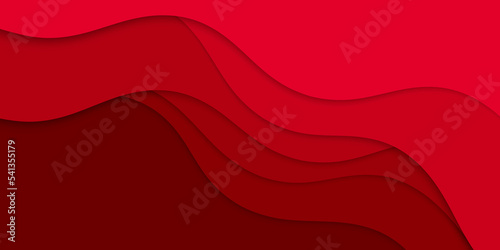 Background with red waves. Abstract wavy red paper background.