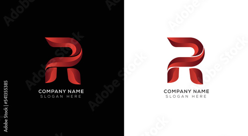 Modern minimal R logo design with black and white