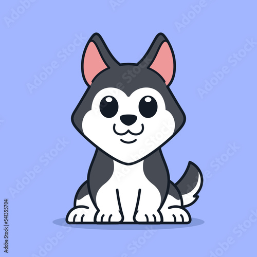 Cute Siberian Husky or Alaskan Malamute Sitting Down Illustration