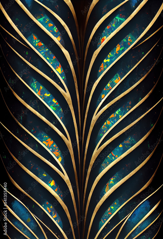 custom made wallpaper toronto digitalColorful Blue And Gold Spiky Jagged Abstract Art Illustration. Wild Flow Vibrant contrast Background