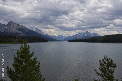 Maligne Lake on a Cloudy Summer Day