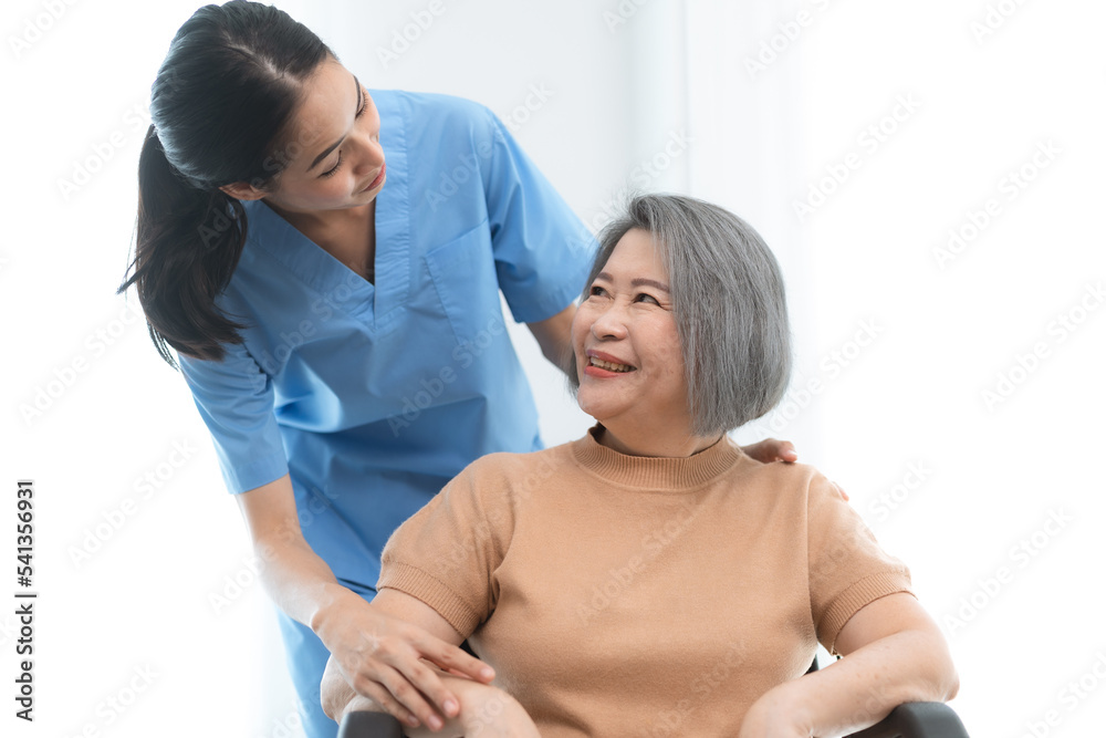 health insurance of retired assistance concept, woman nurse or doctor help support senior patient at home, medicine caregiver having medical health care for elderly female to happy care at home health insurance of retired assistance concept, woman nurse or doctor help support senior patient at home, medicine caregiver having medical health care for elderly female to happy care at home