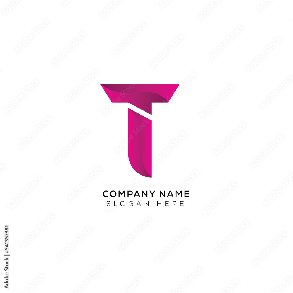 Gradient abstract letter T logo design