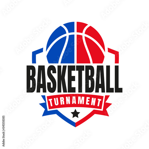 American Sports Shield Basketball club logo, basketball club. Tournament basketball club emblem, design template on white background