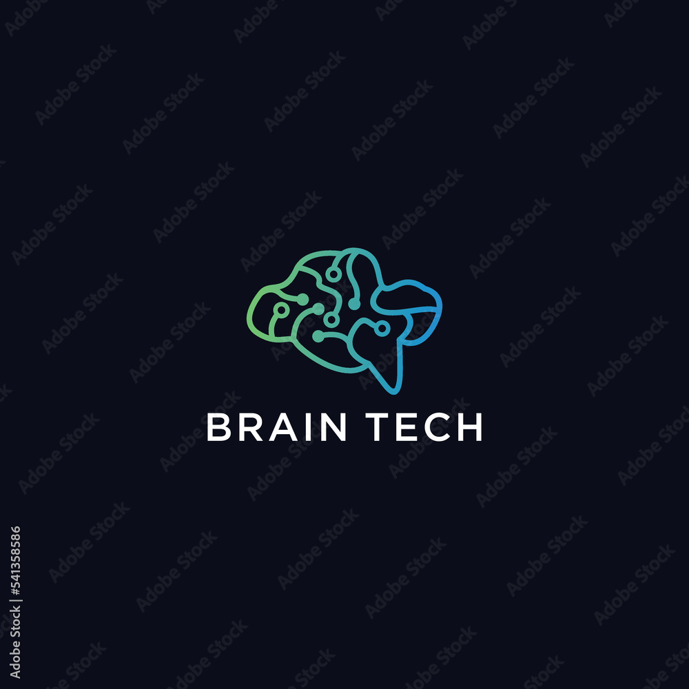 Brain Tech logo icon design template flat vector Brain Tech logo icon design template flat vector