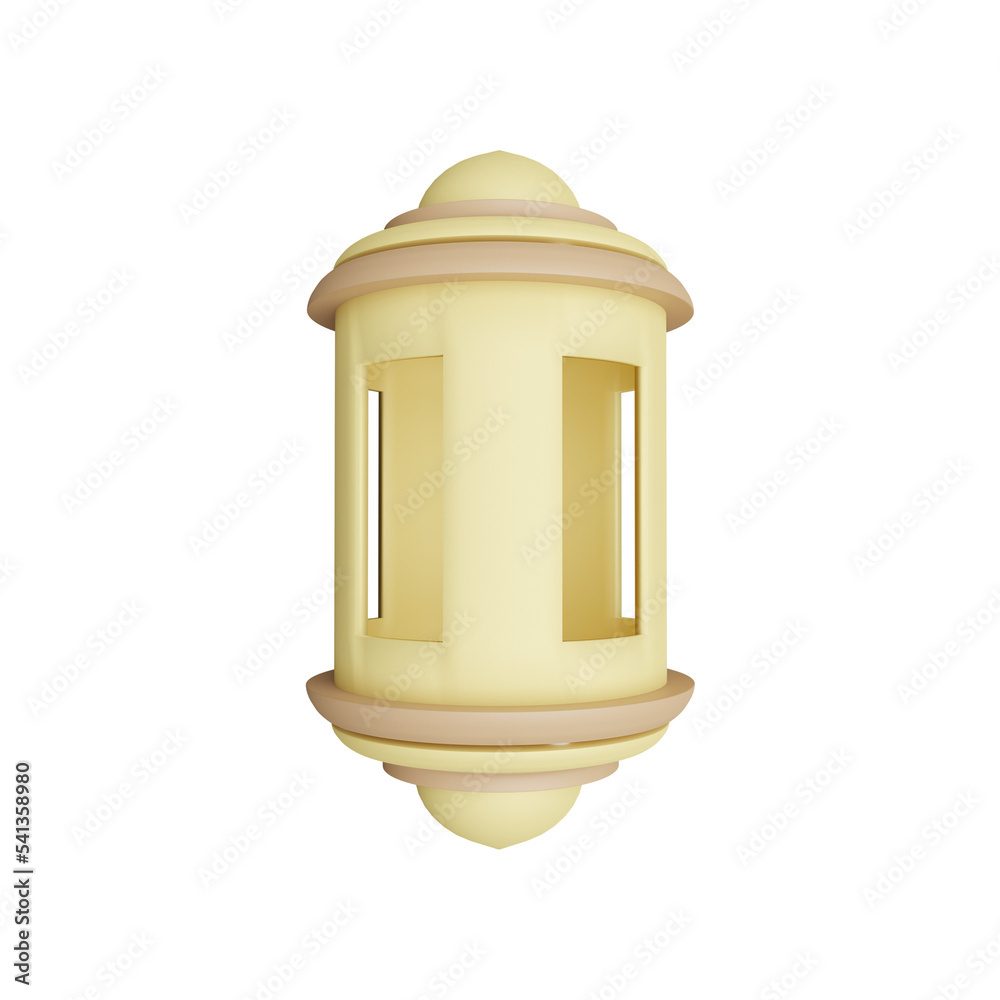3d rendering of lantern, lamp with arabic decoration
