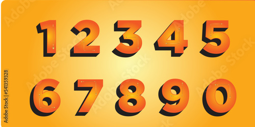 Elegant, Gold, Orange font, Numbers font, Numerals, Number