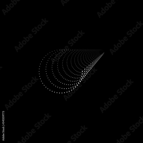 bstract dotted halftone circle pattern effect on black background