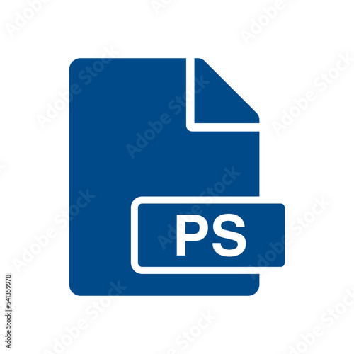 File document icon, PS symbol design illustration.