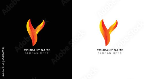 Gradient 3d letter y logo design