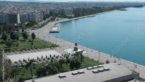 Aerial shot of the Alexander the Great Statue in Greece photo