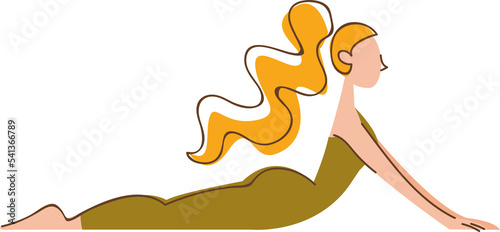 Clipart girl doing yoga. Sports, fitness, blonde lies, development, vegetarianism. Retro style. Decor for decoration.