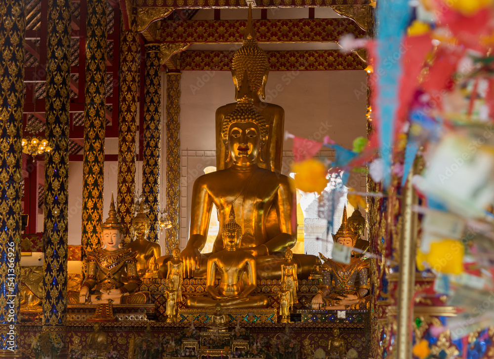 Big Buddha statue in Sanctuary of Wat Suan Dok, Suan dok temple in chiangmai Thailand