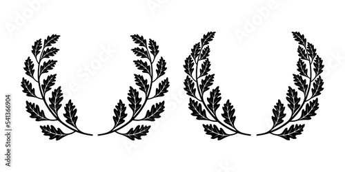 Oak Wreath. Silhouette of oak leaves and branches