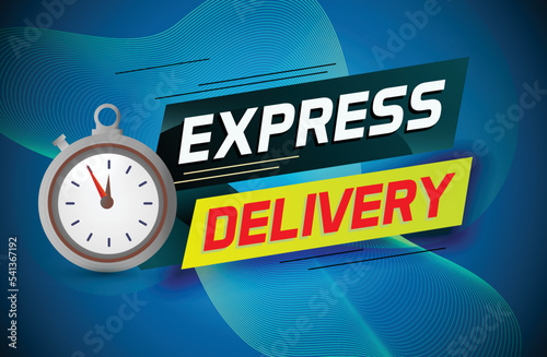 Express delivery word concept vector illustration with stopwatch style for use landing page, template, ui, web, mobile app, poster, banner, flyer, background, gift card, coupon, label