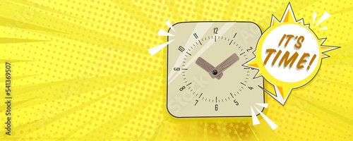 Clock on yellow background....