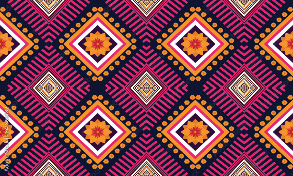 Geometric ethnic flower pattern for background,fabric,wrapping,clothing,wallpaper,Batik,carpet,embroidery style.