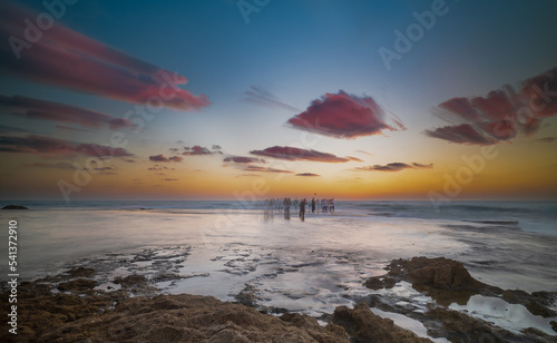 Colorful sunset on mediterranean coast