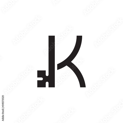 Letter K, Secure Logo With Key Symbol